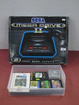 A Boxed Sega Megadrive II 16-Bit Games Console, (ink/pen to power button), two controllers,