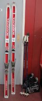 Rossignol Sunrise Snow Skis, having S222 foot clamps. Benscot ski poles, Dolomite boots marked 29 to
