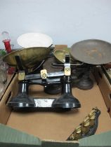 Thornton of Wolverhampton Scales, brass bell weights in Salter iron stand, two other sets.