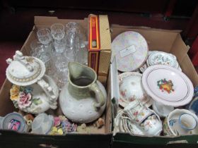 Capo Di Monte Ornamental Teapot, glassware, posies, mixed teaware, etc:- Two Boxes.