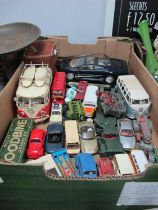 Corgi, Dinky and Other Die Cast Vehicles, camera, Woodbine dominoes, etc:- One Box