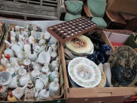 Ceramic Bells, Gouda Fisheaters dish, Brambly Hedge plate, thimbles other pottery:- Two Boxes