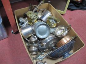 A large collection of silver plate items to include teapots, bowls, jugs, candlestick together