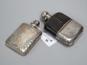 A Hallmarked Silver Mounted Glass Hip Flask, G&J W.H, Sheffield 1912, with removable base cup,