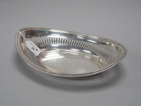 A Hallmarked Silver Oval Bread Dish, JDWD, Sheffield 1920, of oval pierced form, with textured