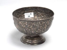 A Chester Hallmarked Silver Footed Bowl, Nathan & Hayes, Chester 1897, allover detailed in relief