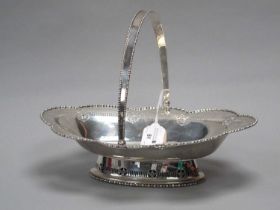 A Decorative Chester Hallmarked Silver Swing Handled Basket Dish, Barker Bros, Chester 1915, of