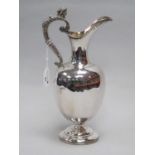 A Victorian Hallmarked Silver Wine Ewer, John Samuel Hunt, London 1864, of Classical form with plain