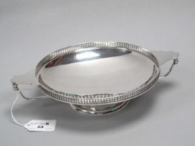 A Hallmarked Silver Twin Handled Footed Dish, Manoah Rhodes, London 1924, of circular form with
