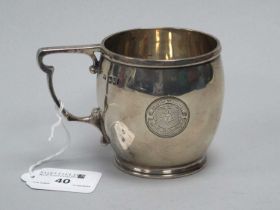 A Hallmarked Silver Mug, Mappin & Webb, London 1904, engraved "To Henry John Sanders Walkley on