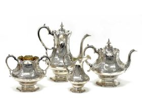 A Handsome Matched Victorian Hallmarked Silver Four Piece Tea Set, R&S, Sheffield 1850, Samuel