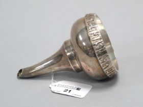 A Modernist Hallmarked Silver Wine Funnel, Brian Asquith, Sheffield 1979, engraved "Gerald from