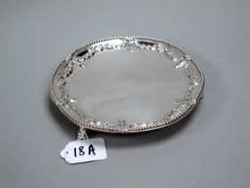 A Georgian Hallmarked Silver Card Tray, (makers mark rubbed) London 1774, detailed in relief with