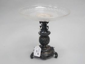 A Victorian Hallmarked Silver and Glass Pedestal Dish, Stephen Smith, London 1867, the elaborate