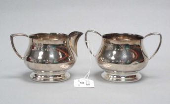 A Hallmarked Silver Jug and Matching Twin Handled Sugar Bowl, BESCo, Sheffield 1977, each of plain