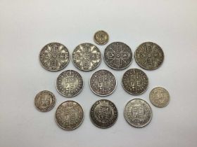 Collection Of XIX Century GB Silver Coins, including an 1819 George III Half Crown, four Victoria