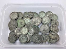 GB Pre 1947 Silver Coins, Half Crowns, Shillings etc, total weight 400g.