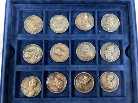 Westminster Jean Dassier Kings and Queens Of England Medal Collection, thirty four in total, case