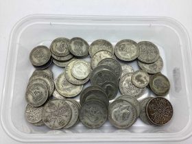 GB Pre 1947 Silver Coins, Shillings, Threepences etc, total weight 450g.