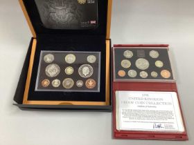 Royal Mint 2008 Eleven Coin Proof Set, together with a 1998 Royal Mint proof set, both cased with