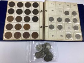 Large Collection Of GB Coins, pre-1947 silver 185g, Pennies, Brass Threepences etc.