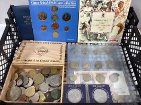 Collection Of GB And World Coins, including a 1983 Royal Mint Bunc set, 1986 Royal Mint Commonwealth