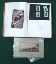 Stamps; A small loose leaf album containing Railway related stamps and covers, and a Silk '