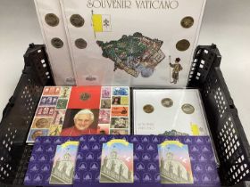 Collection Of Vatican Souvenir Coins and Stamps.