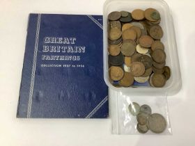 Collection Of Mainly GB Coins, including pre 1947 silver 38g, Farthings Whitman folder, XVIII and
