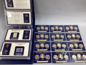 Collection Of USA Coins, including twelve presidential three-coin sets, and a 100 years of Lincoln