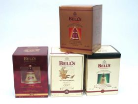 Whisky - Bell's Commemorative Bell Decanters, Celebrating Christmas 1996, 1997, 1998 & 1999,