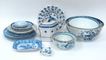 An Interesting Collection of XIX Century Blue and White Ceramics, to include Worcester porcelain