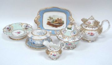 A Daniel Porcelain Comport and Two-Handled Cover, elaborately decorated with panels of birds and