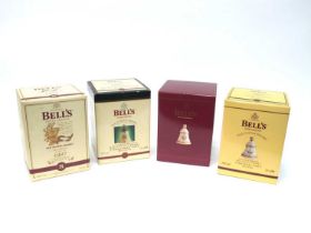 Whisky - Bell's Commemorative Bell Decanters, Christmas 1997, 1998, 2000 & 2003, boxed. (4)