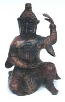 A Chinese Bronze Kneeling Figure in Ceremonial Attire, the reverse with character mark, 24cm high.