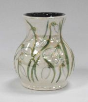 An Anita Harris Pottery Trojan Vase, decorated in a tubelined mother of pearl effect pattern, gold