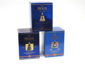 Whisky - Bell's Commemorative Bell Decanters, Celebrating Royal Occasions, boxed. (3)