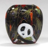 An Anita Harris Purse Vase, decorated with the 'Panda' pattern, gold signed to base, 12.5cm high.