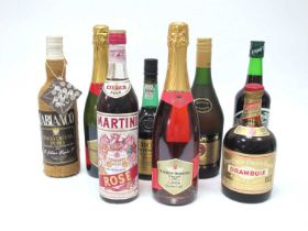 Spirits - A Mixed Assortment, including Cava's, Martini Vermouth Rose, Drambuie, Port, Napoleon
