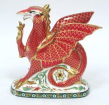A Royal Crown Derby Porcelain Paperweight 'Welsh Dragon', to celebrate the marriage of HRH Prince