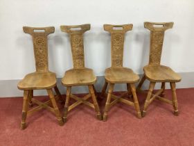 Beaverman (Colin Almack of Sutton-Under-Whitestonecliffe); A Set of Four Oak Spinning Chairs, the