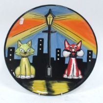 A Rare Lorna Bailey 'Cats Chorus' Charger, limited edition colourway 2/6, signed in blue and