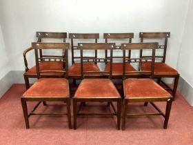 A Set of Seven Early XIX Century Mahogany Dining Chairs, (one carver and six single) the top rails