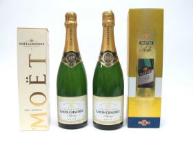 Champagne - Moet & Chandon Champagne, 375ml.; Louis Chaurey Brut Champagne, (2 bottles); Asti. (4)