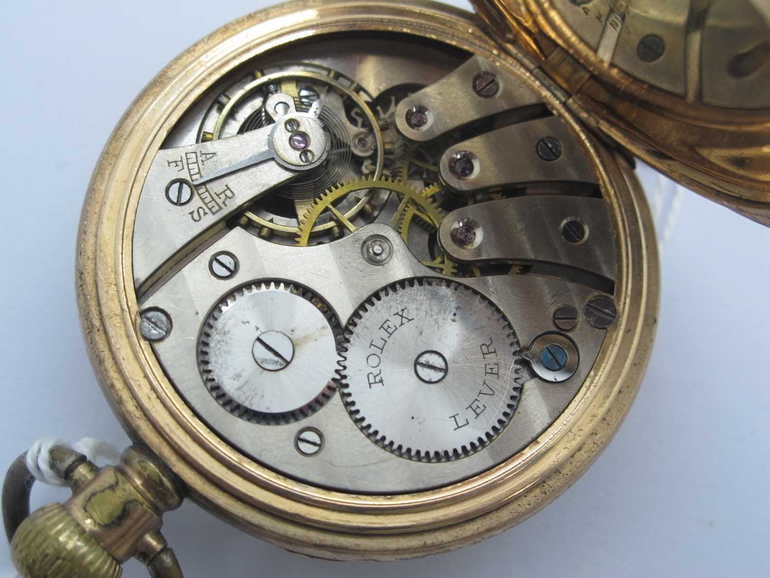A Gold Plated Cased Pocket Watch, the unsigned white dial (damages) with Arabic numbers, seconds - Image 3 of 3