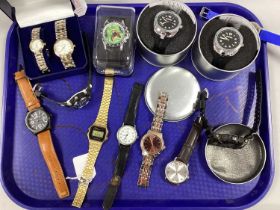 A Collection of Gent's Wristwatches, to include a black dialled Timberland wristwatch, duo tone