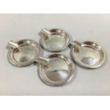 A Set of Four Hallmarked Silver Ashtrays, Gladwin Ltd, Sheffield 1954, each of plain circular form