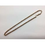 A 9ct Gold Rope Twist Chain, (snap to chain), 46cm long (10.7grams).