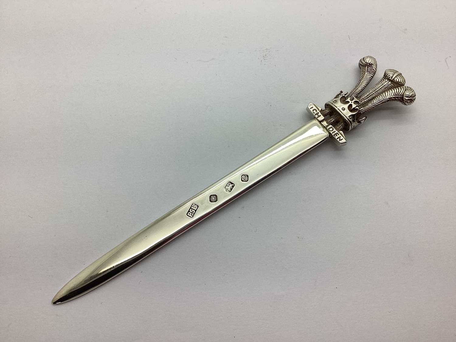 A Royal Commemorative Hallmarked Silver Letter Opener, PSLtd, Sheffield 1981, engraved "The Royal