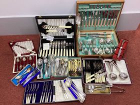 A Collection of Assorted Plated Cutlery, including fish knives and forks, dessert knives and